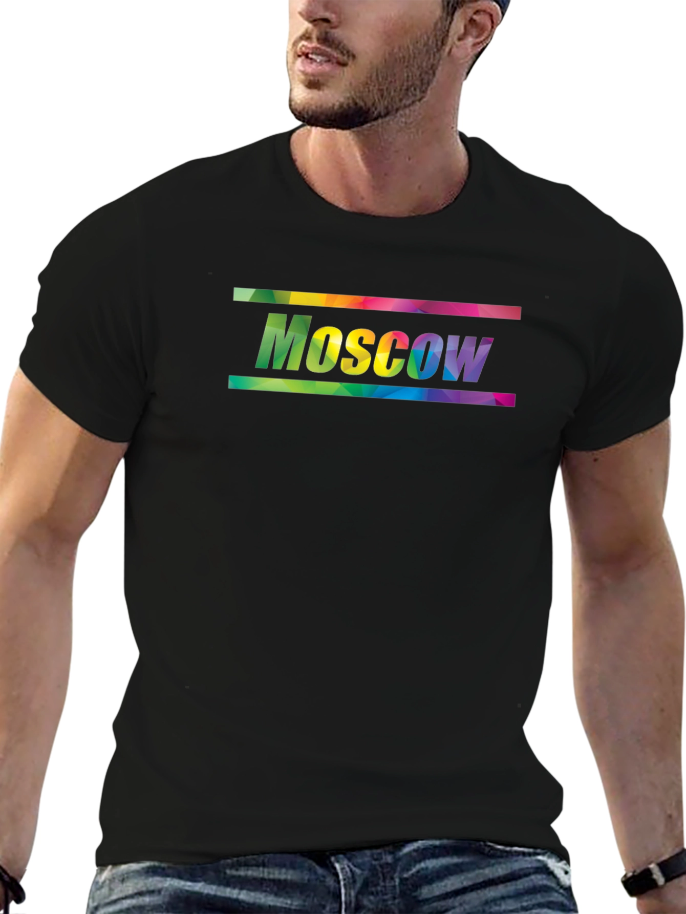 Moscow Rainbow Graphic Tee - Black