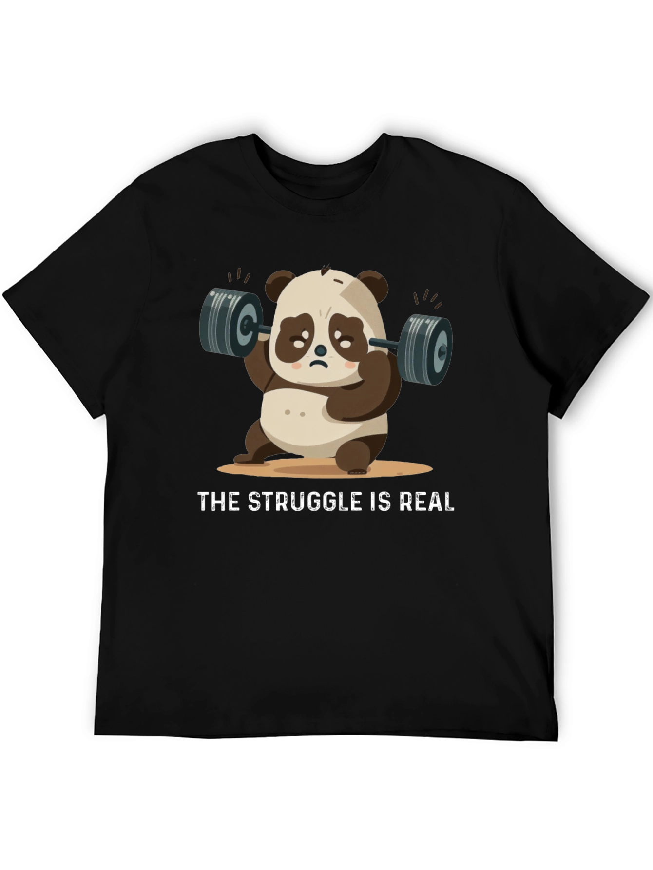 Funny Panda Lifting Weights T-Shirt