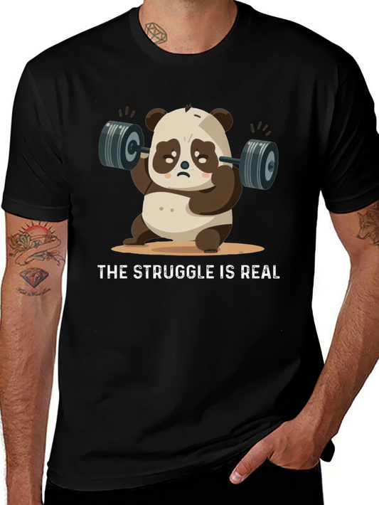 Funny Panda Lifting Weights T-Shirt