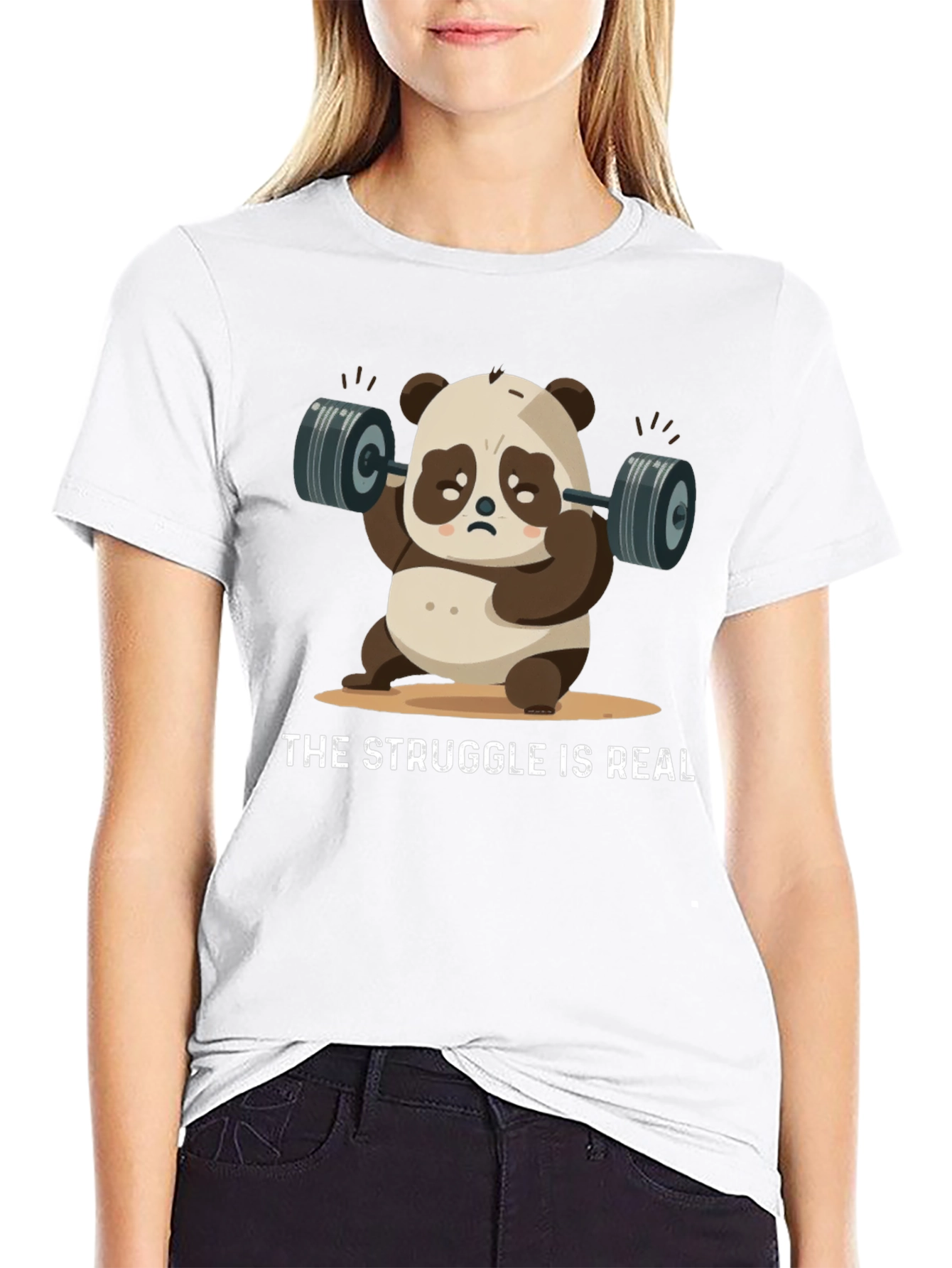 Funny Panda Lifting Weights T-Shirt