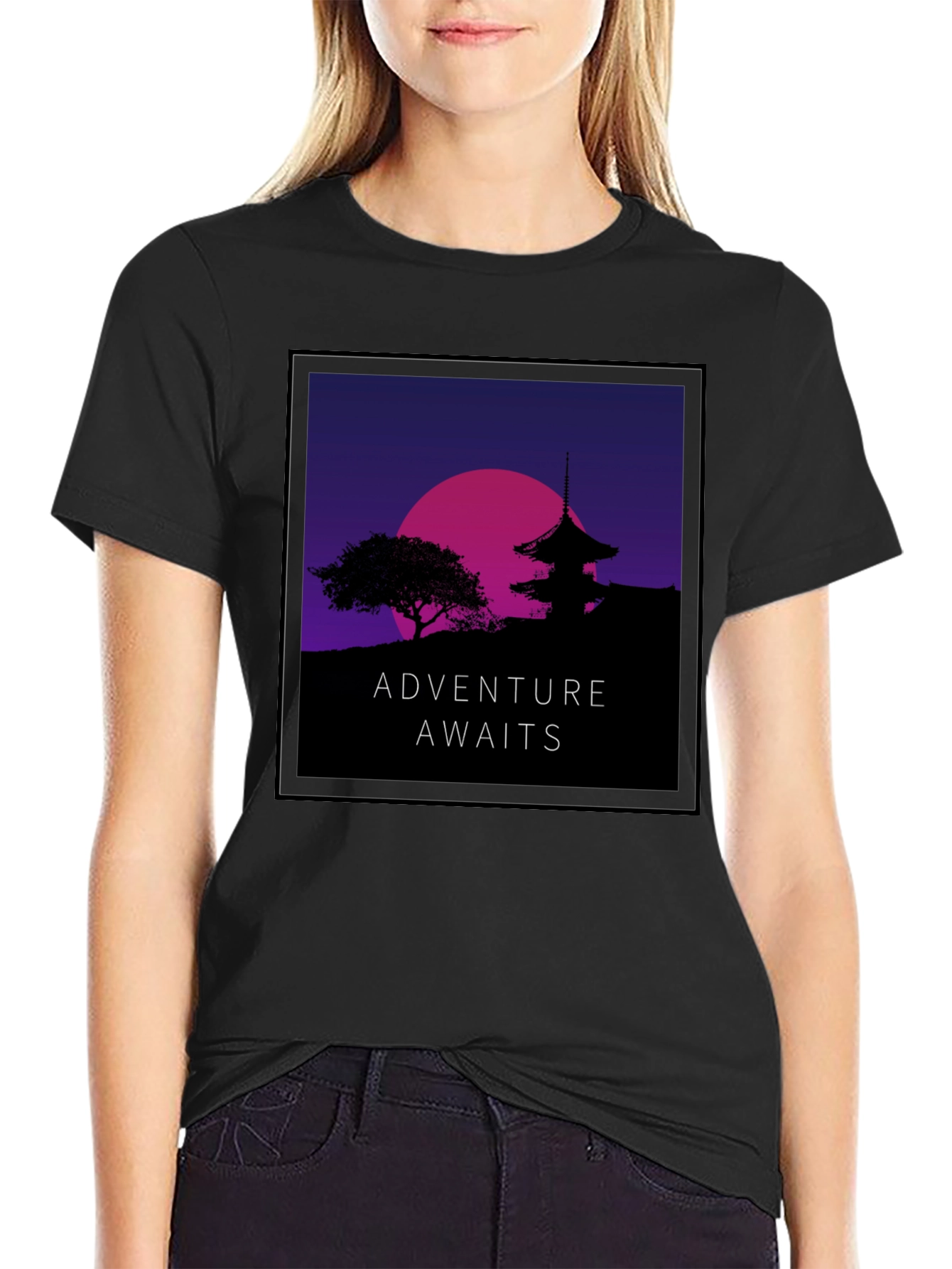 Adventure Awaits Graphic Tee - Black