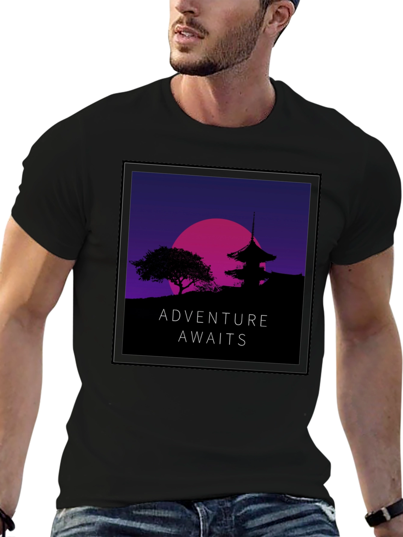 Adventure Awaits Graphic Tee - Black