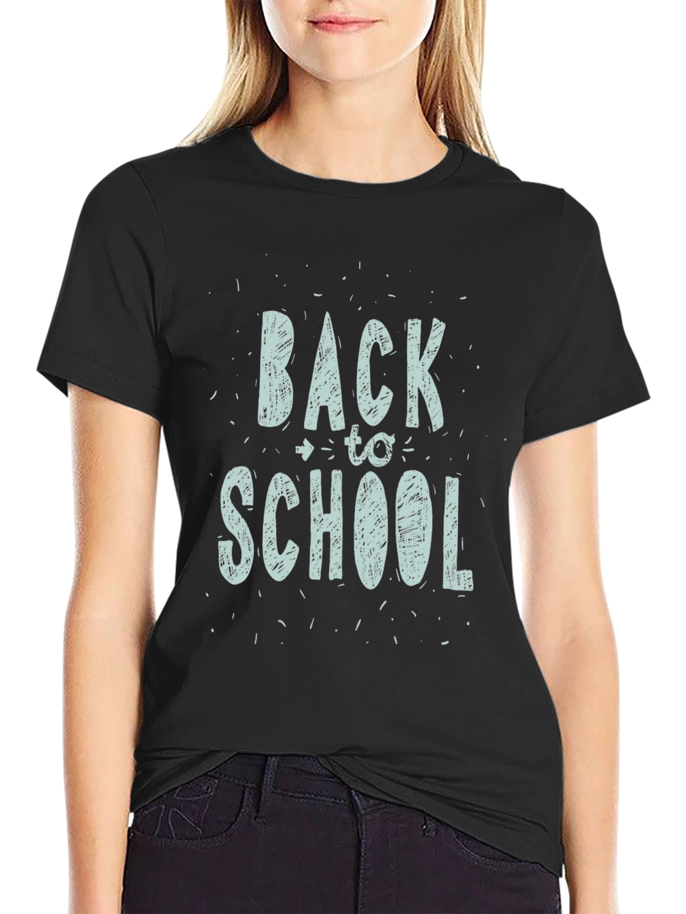 Back to School Graphic Print Tee - Black