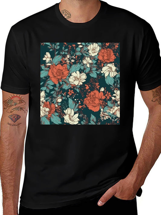 Floral Print Black T-Shirt - Elegant Style