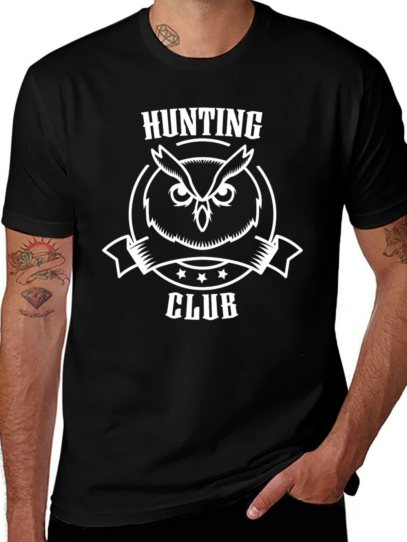 Hunting Club Owl T-Shirt - Black Cotton Tee