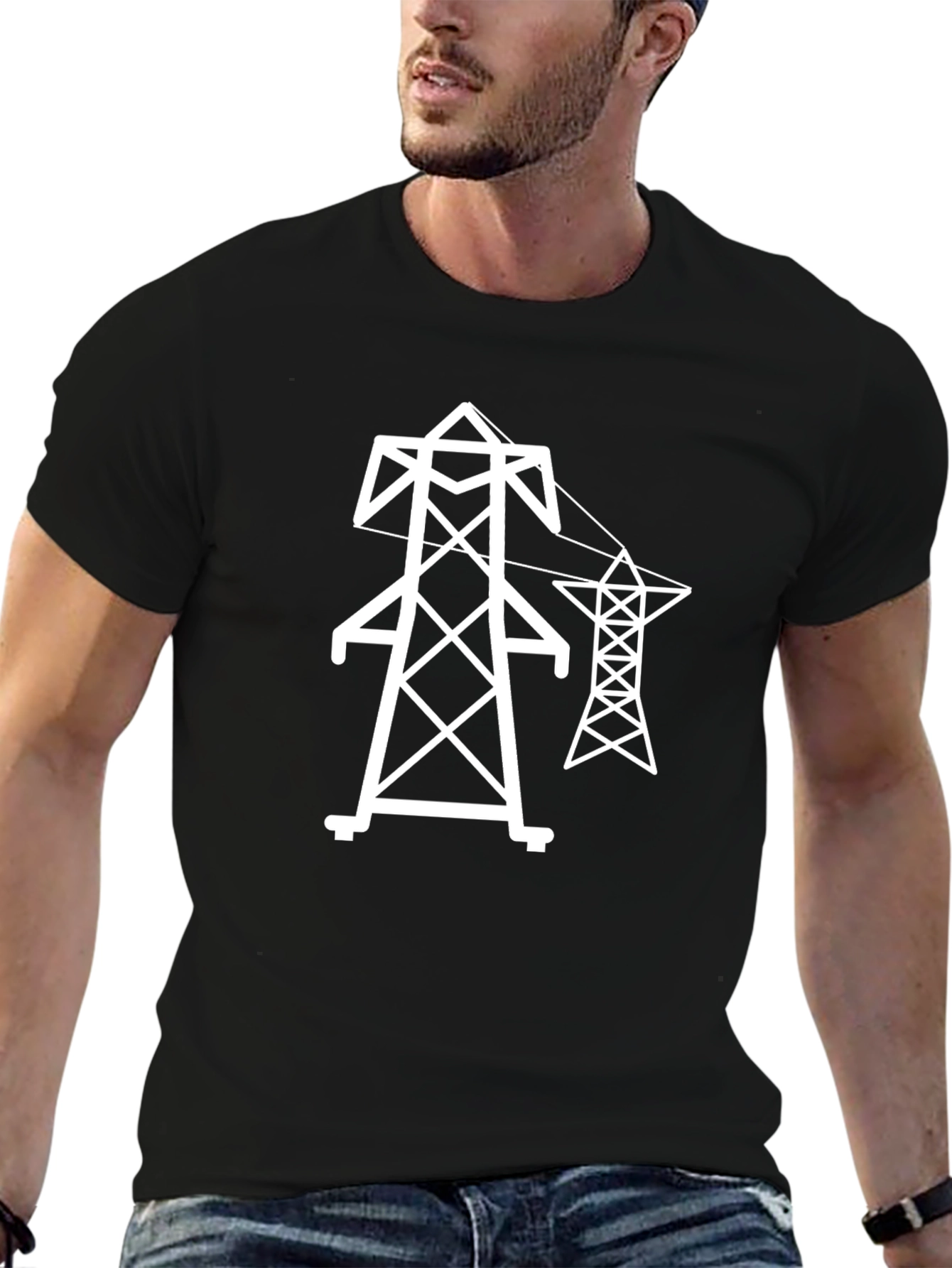 Electric Tower Graphic Tee - Black Cotton T-Shirt
