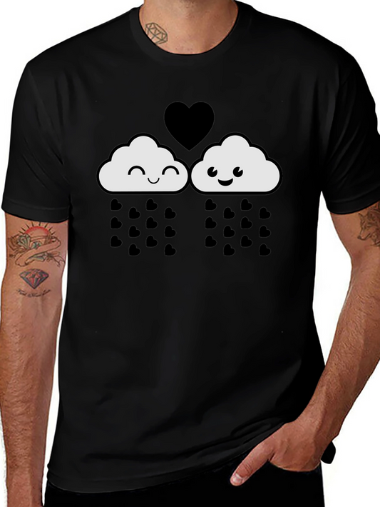 Cute Cloud Heart Rain Graphic T-Shirt