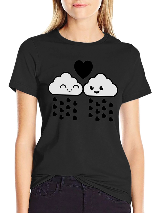 Cute Cloud Heart Rain Graphic T-Shirt