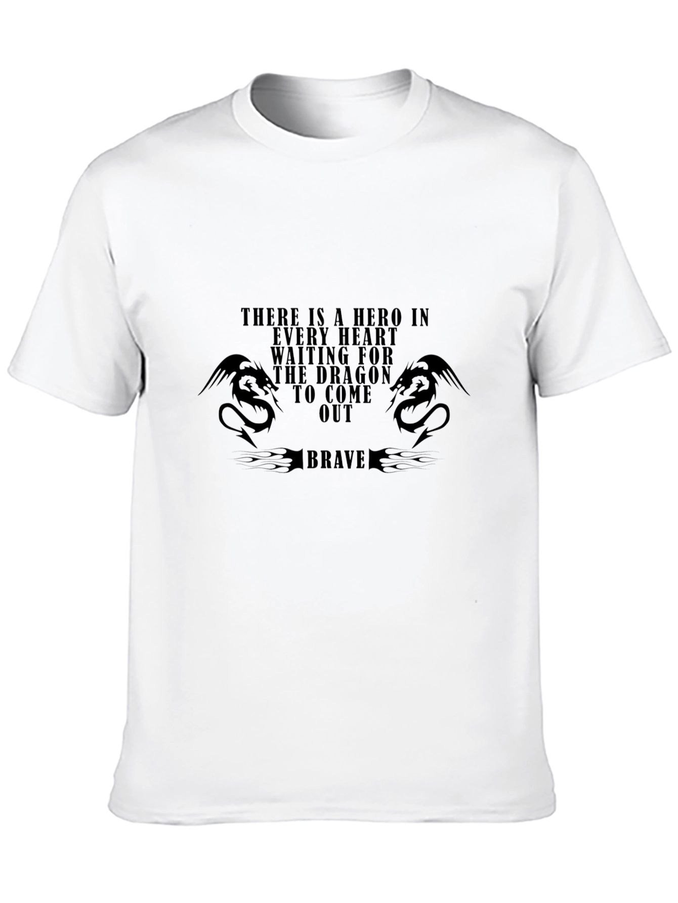 Dragon Hero Brave Graphic Tee - Stylish Black T-Shirt