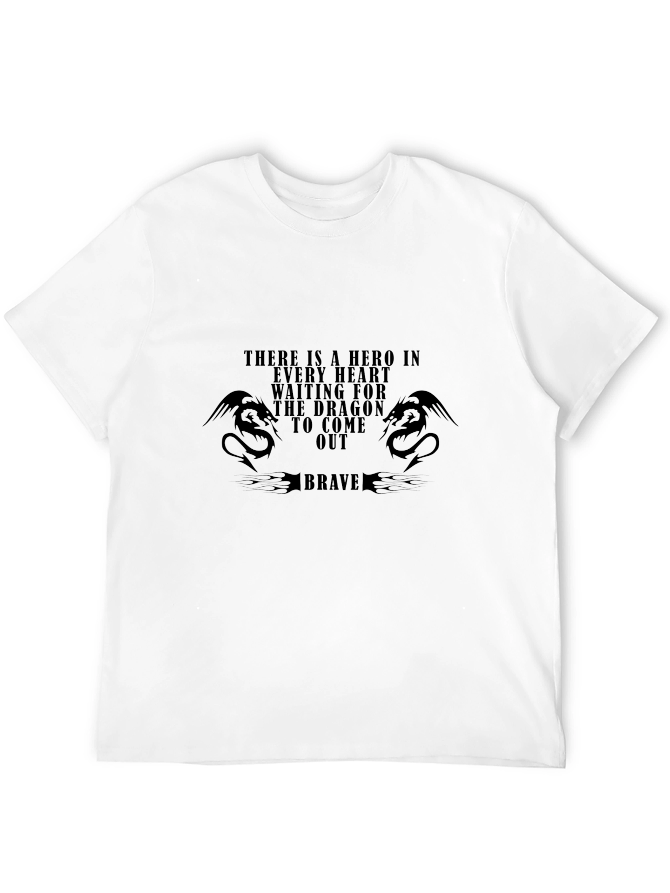 Dragon Hero Brave Graphic Tee - Stylish Black T-Shirt
