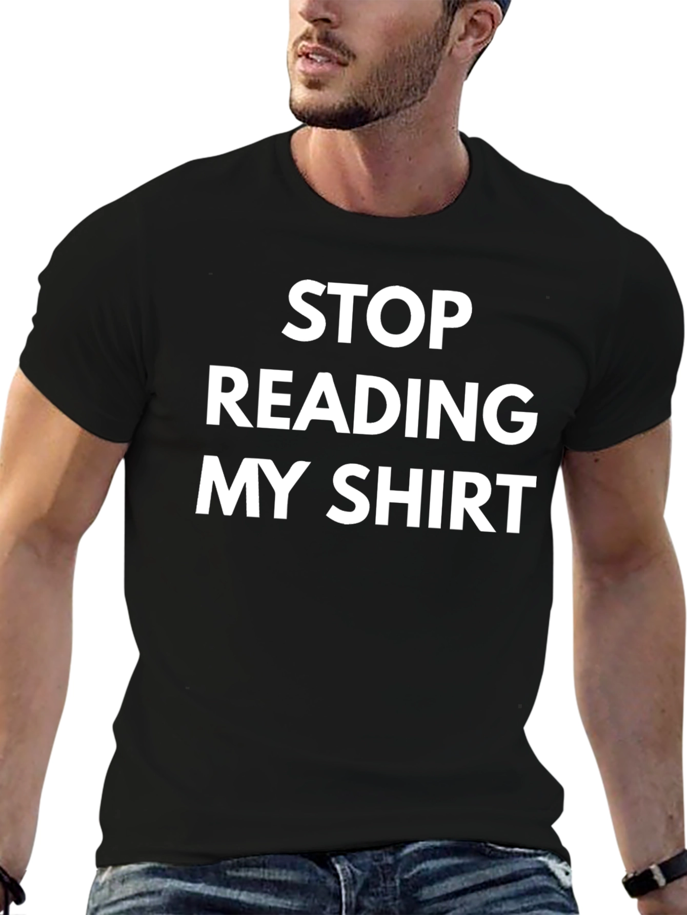 Funny Stop Reading My Shirt Black Tee
