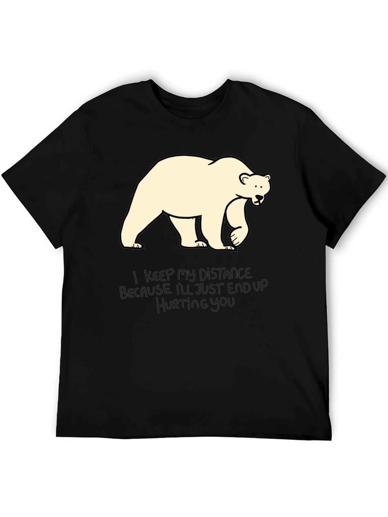 Distance Bear Graphic T-Shirt - Black Crew Neck Tee