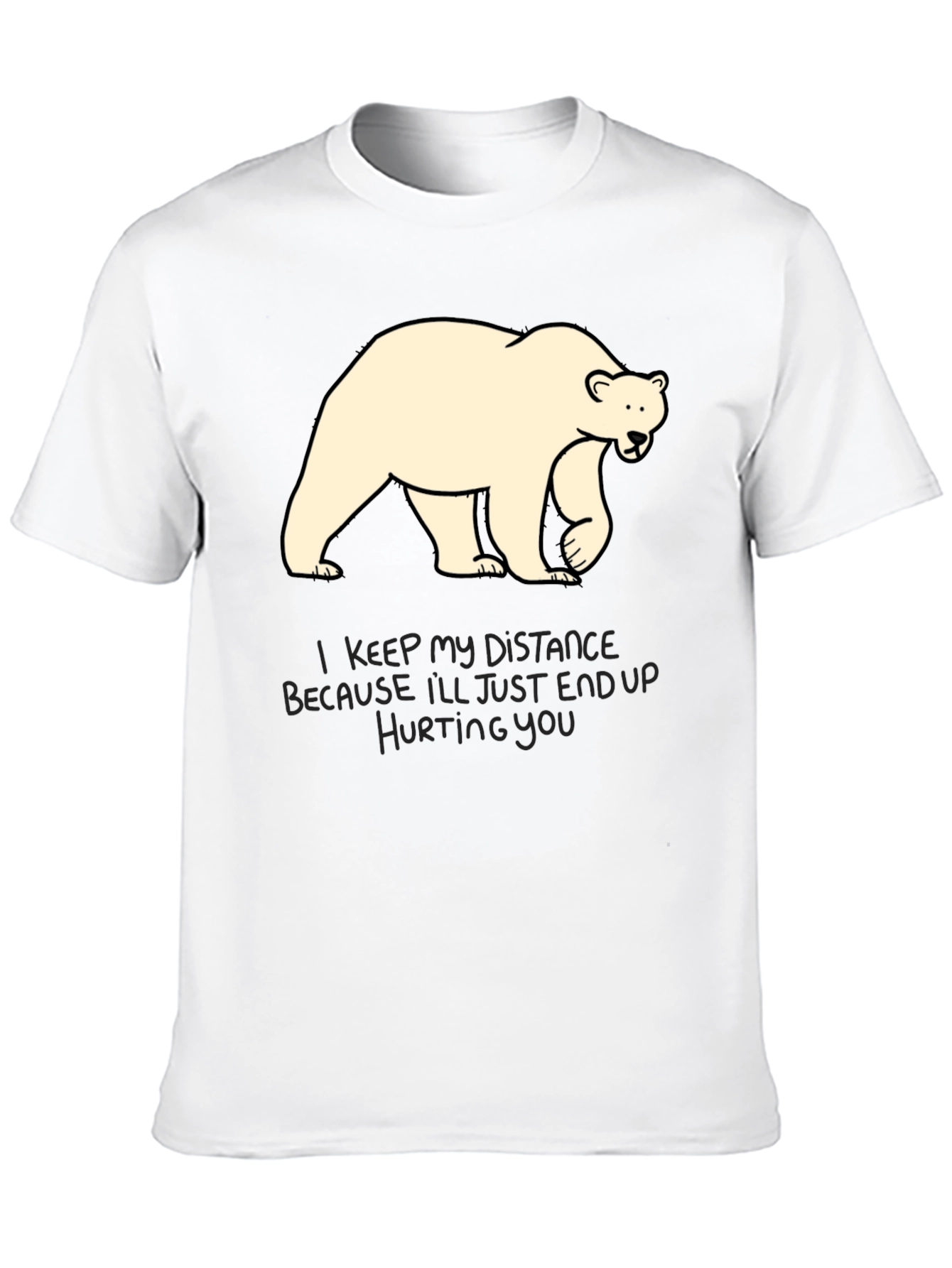 Distance Bear Graphic T-Shirt - Black Crew Neck Tee