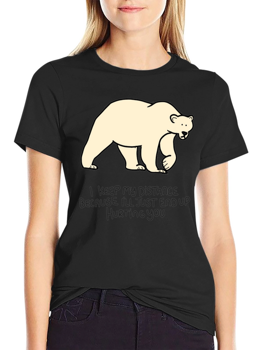 Distance Bear Graphic T-Shirt - Black Crew Neck Tee