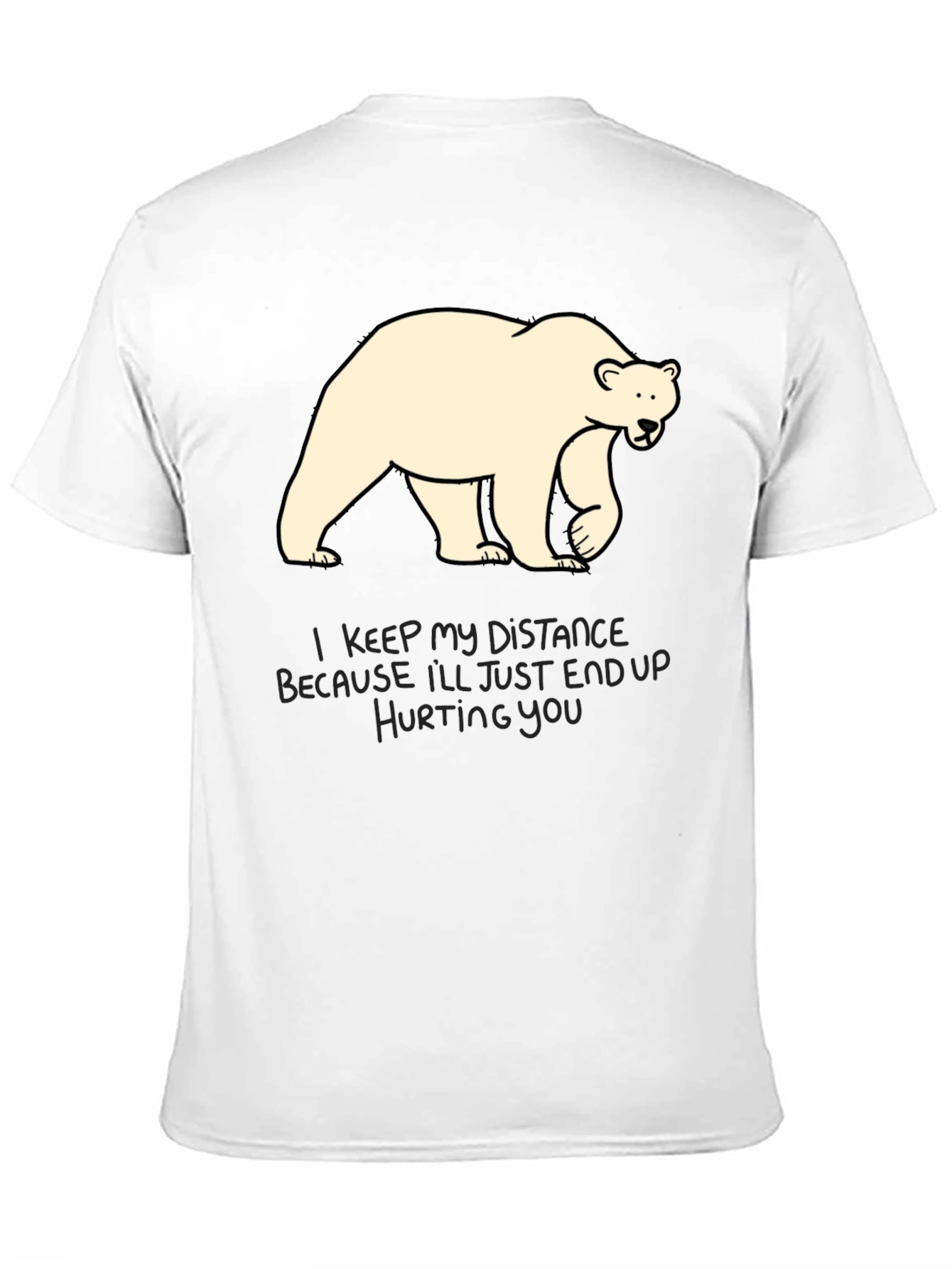 Distance Bear Graphic T-Shirt - Black Crew Neck Tee