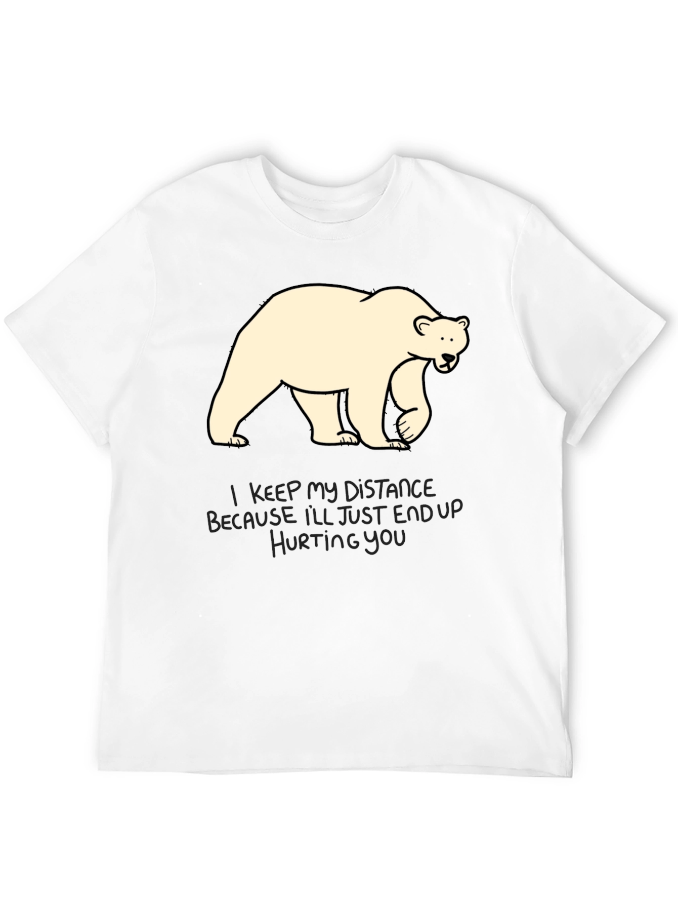 Distance Bear Graphic T-Shirt - Black Crew Neck Tee