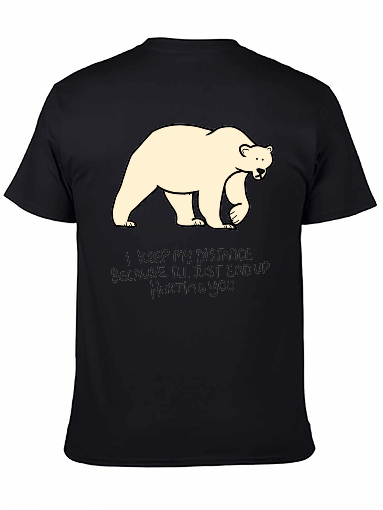 Distance Bear Graphic T-Shirt - Black Crew Neck Tee