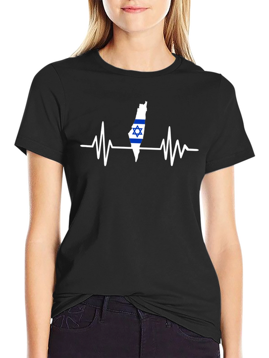 Israel Heartbeat T-Shirt - Black