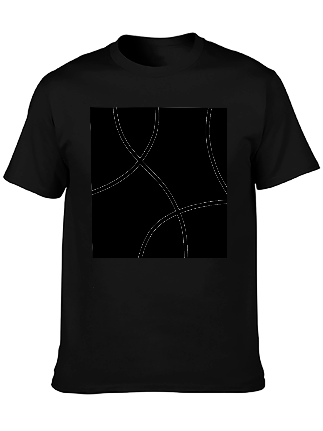 Abstract Curve Graphic Black T-Shirt