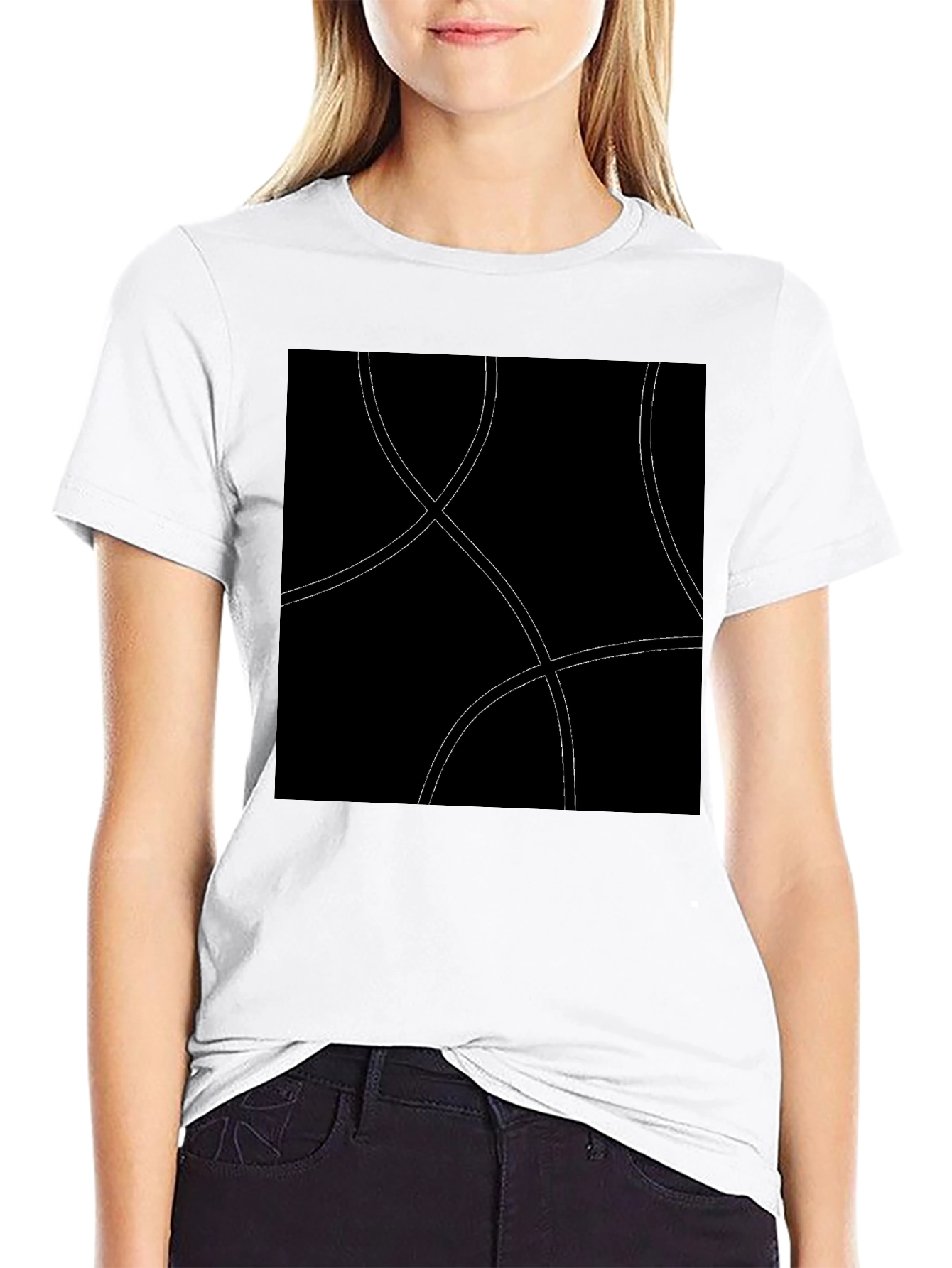 Abstract Curve Graphic Black T-Shirt