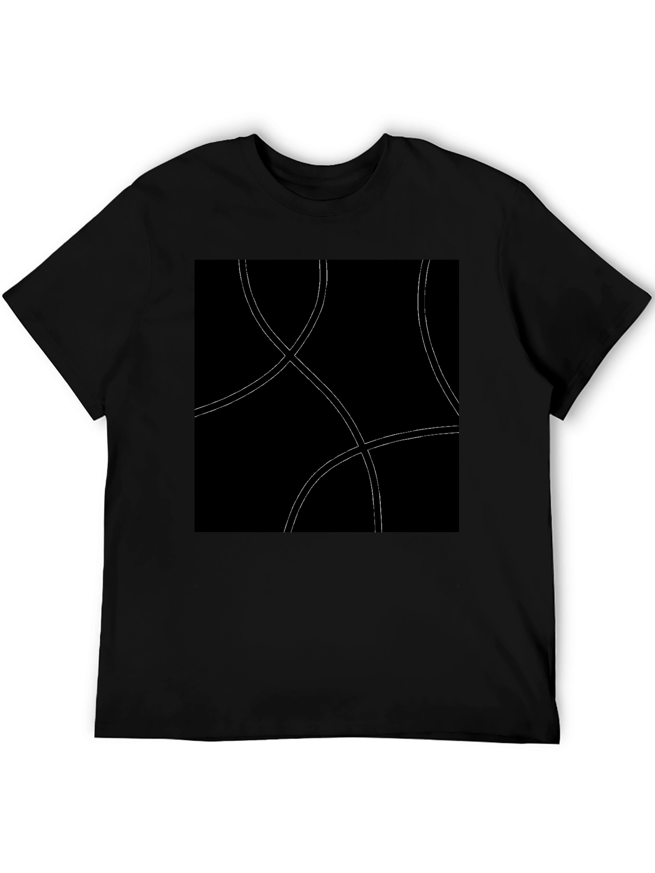 Abstract Curve Graphic Black T-Shirt