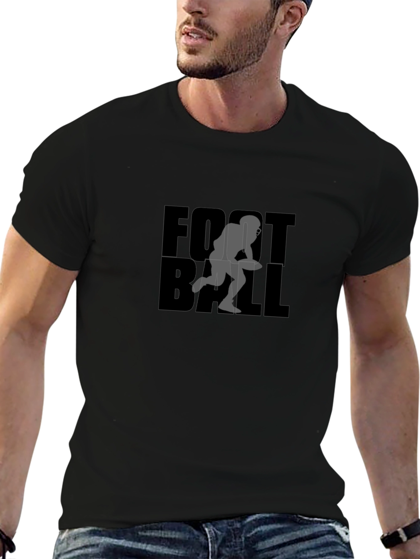 Football Player Graphic Tee - Black
