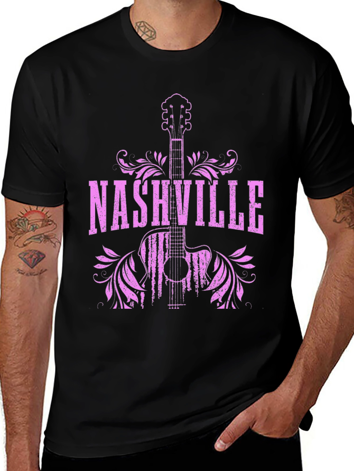 Nashville Guitar Graphic Tee - Cool Music Shirt