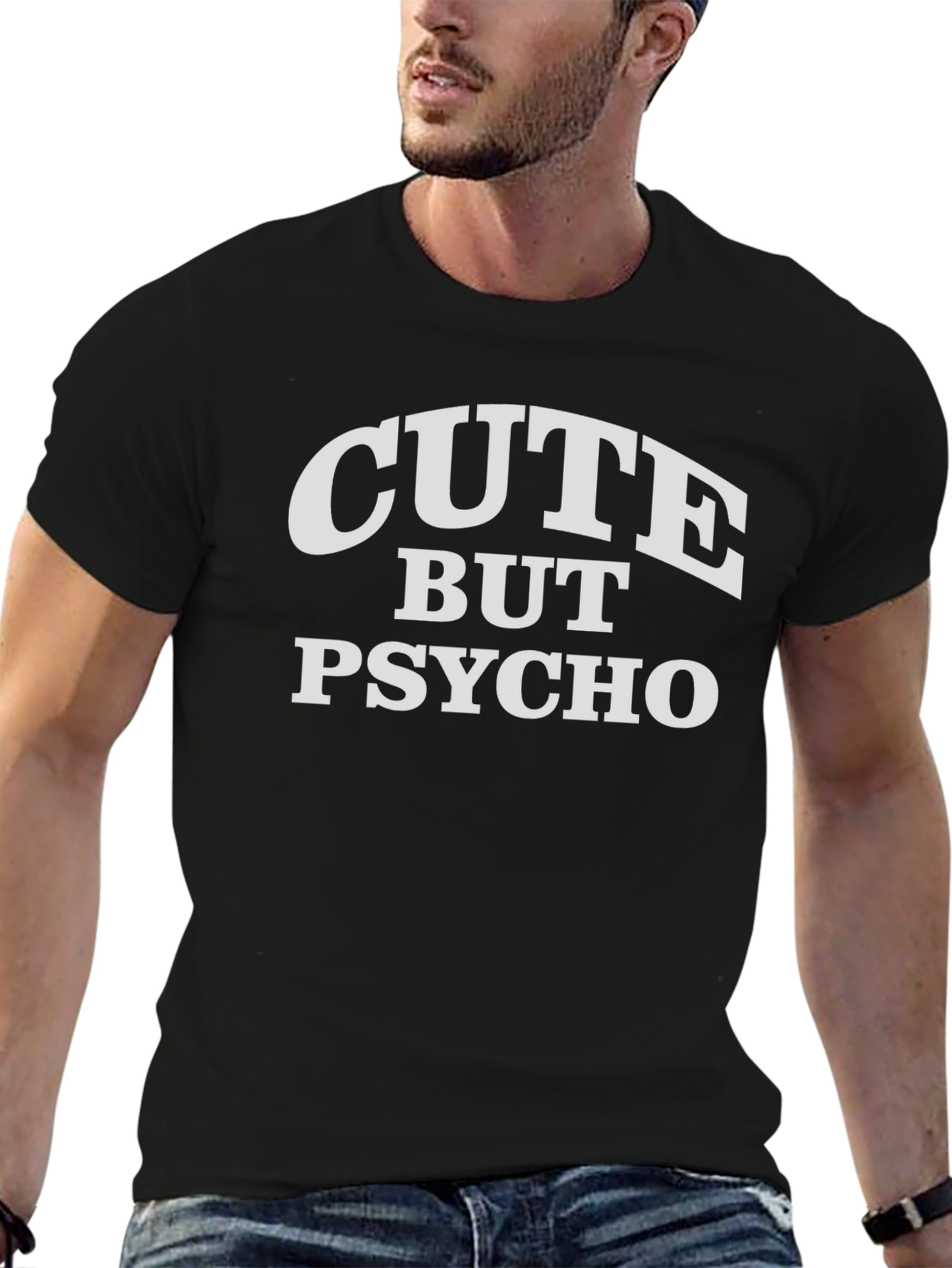 Cute But Psycho Graphic Tee - Black Cotton T-Shirt