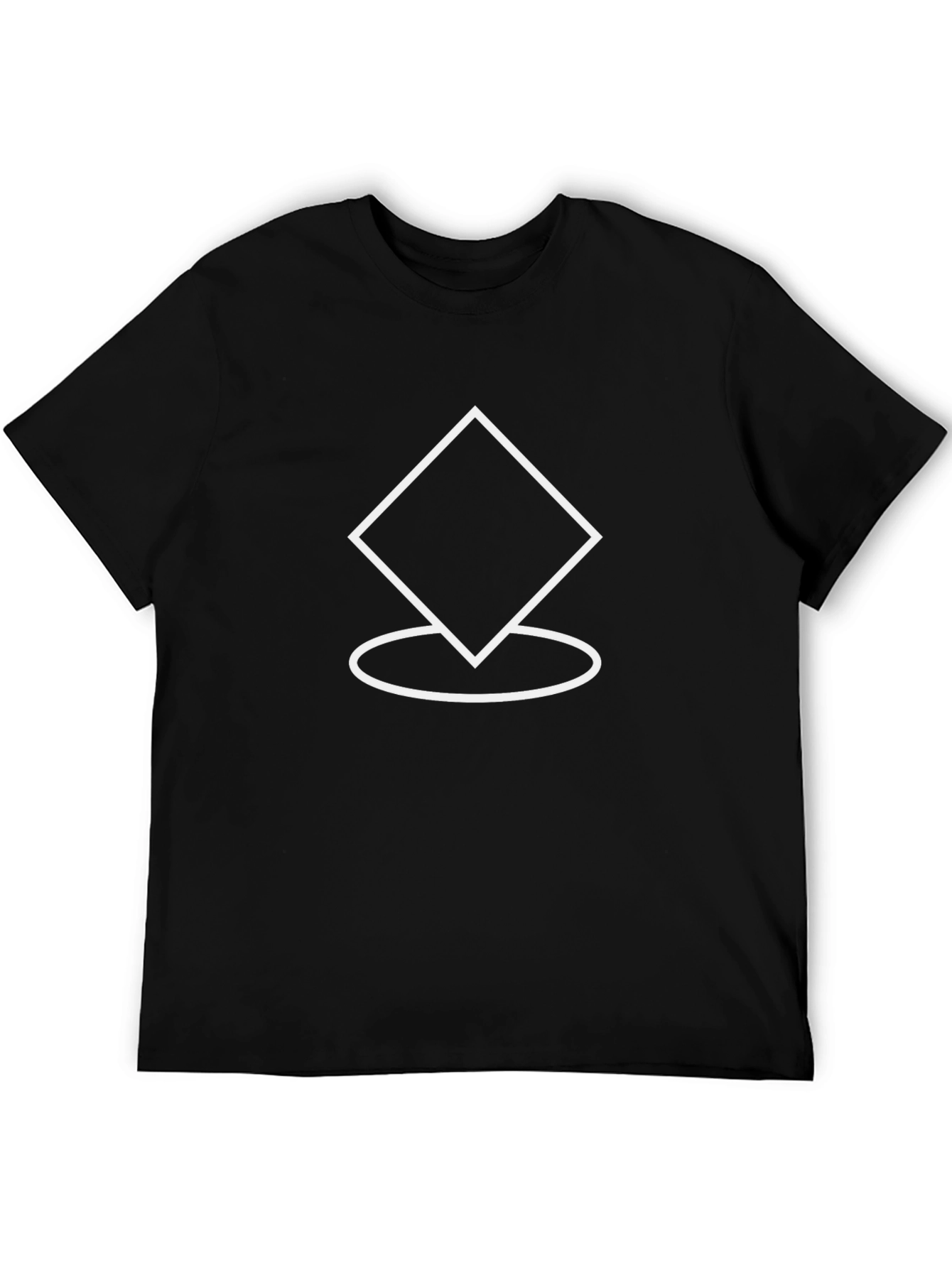 Minimalist Diamond Circle Graphic Tee - Black