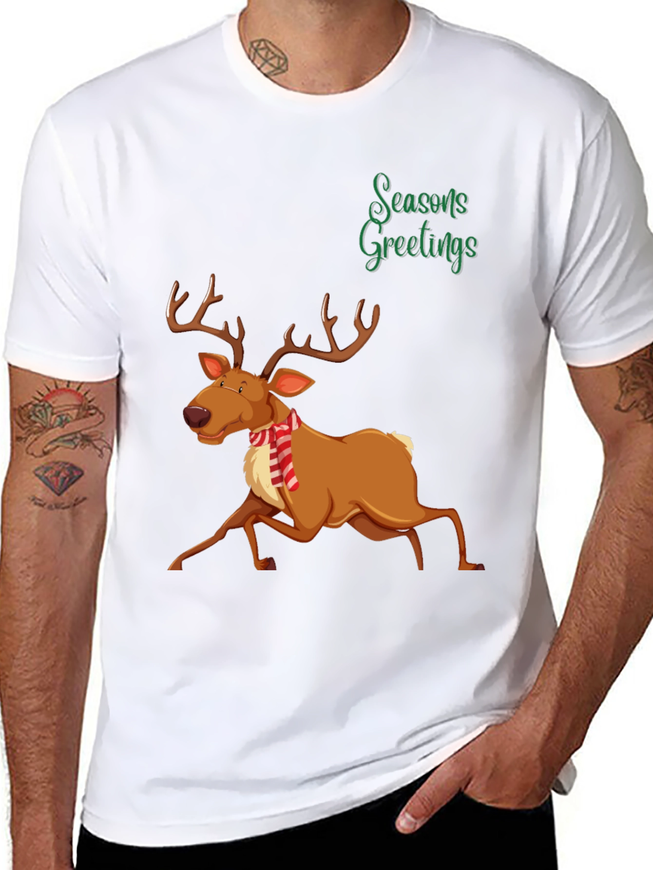 Festive Reindeer Christmas Graphic T-Shirt