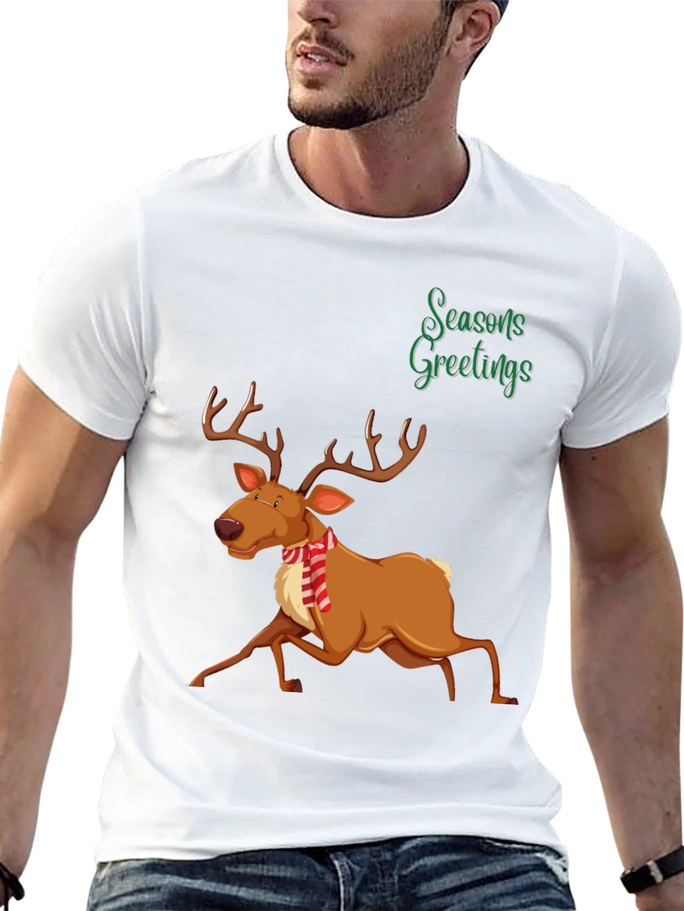 Festive Reindeer Christmas Graphic T-Shirt