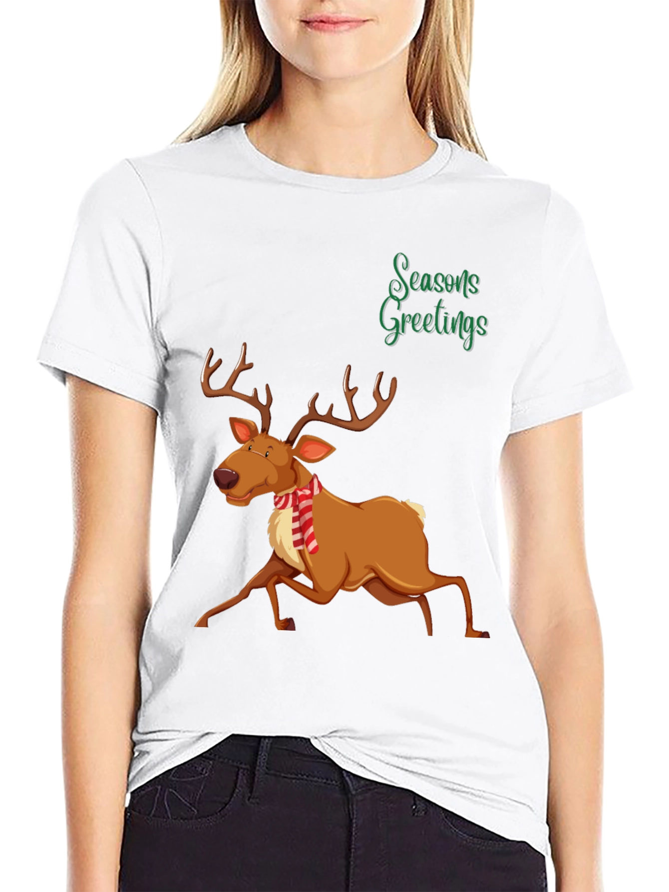 Festive Reindeer Christmas Graphic T-Shirt