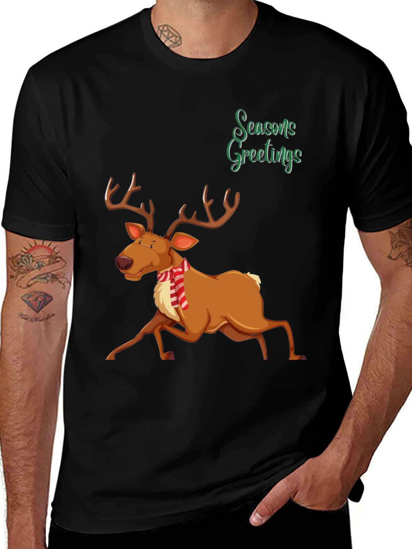 Festive Reindeer Christmas Graphic T-Shirt
