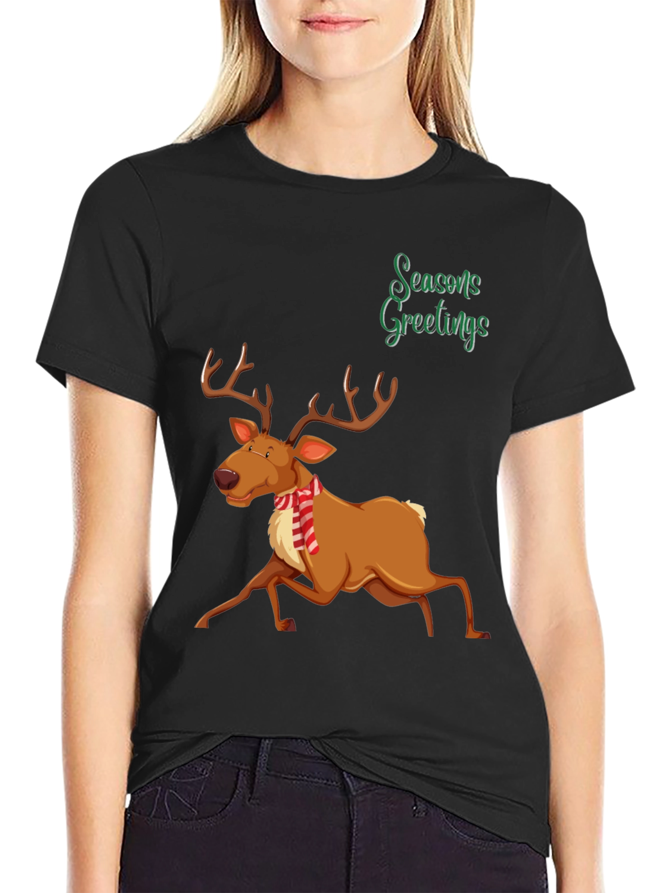 Festive Reindeer Christmas Graphic T-Shirt