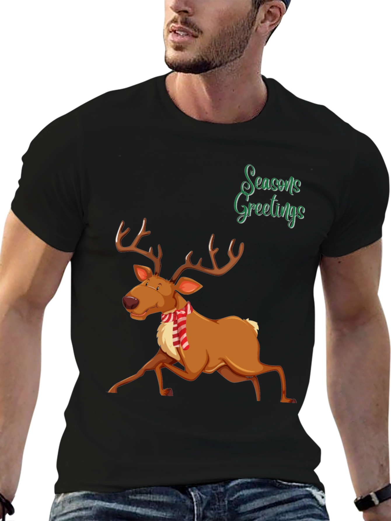 Festive Reindeer Christmas Graphic T-Shirt