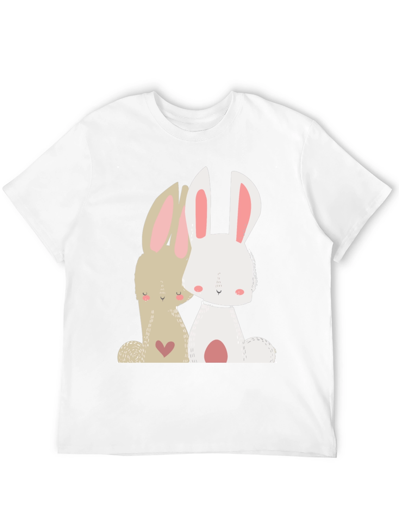 Cute Bunny Graphic Tee - Black Cotton Blend T-Shirt