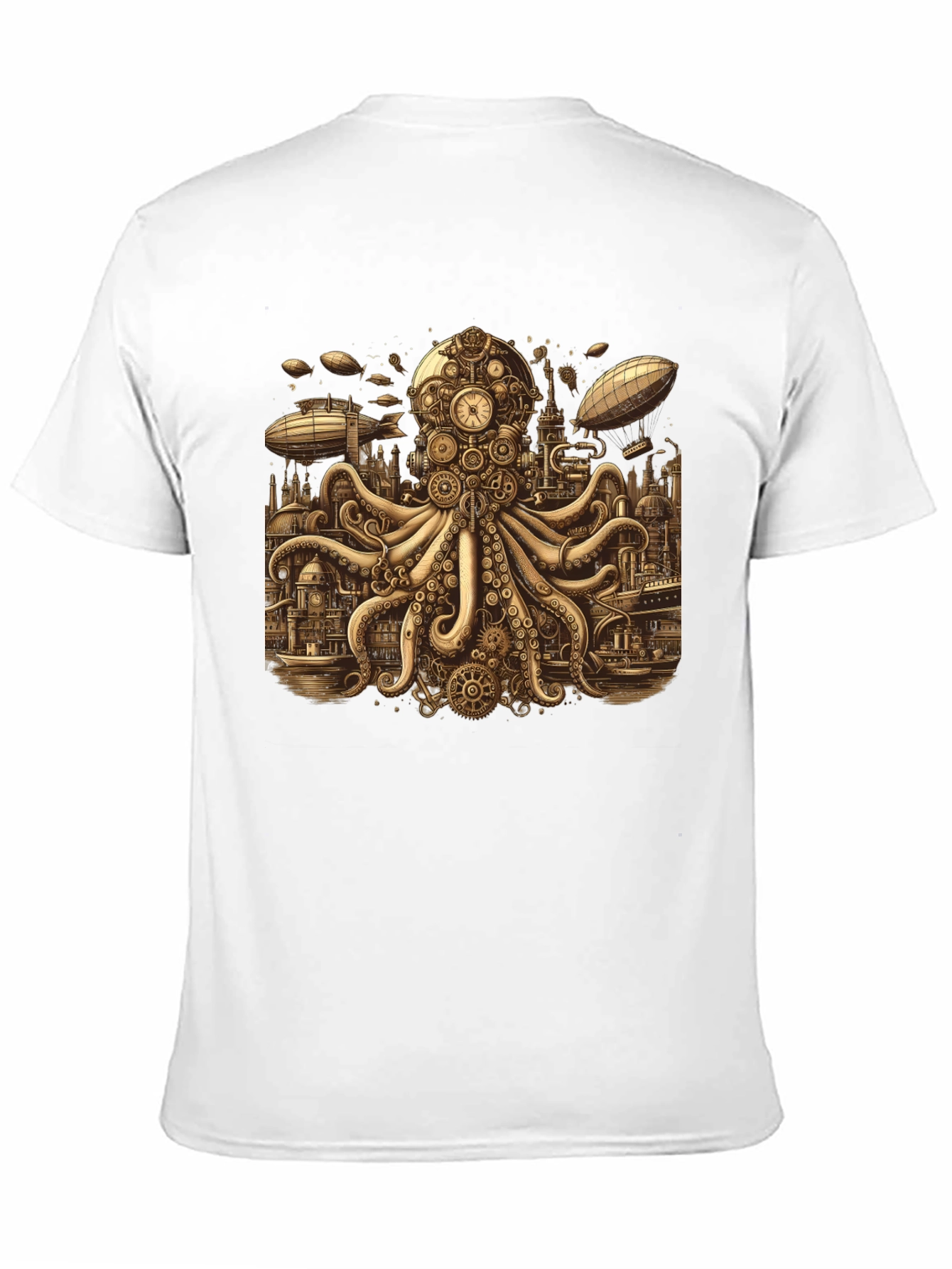 Steampunk Octopus Graphic Tee - Unique Gearwork Design