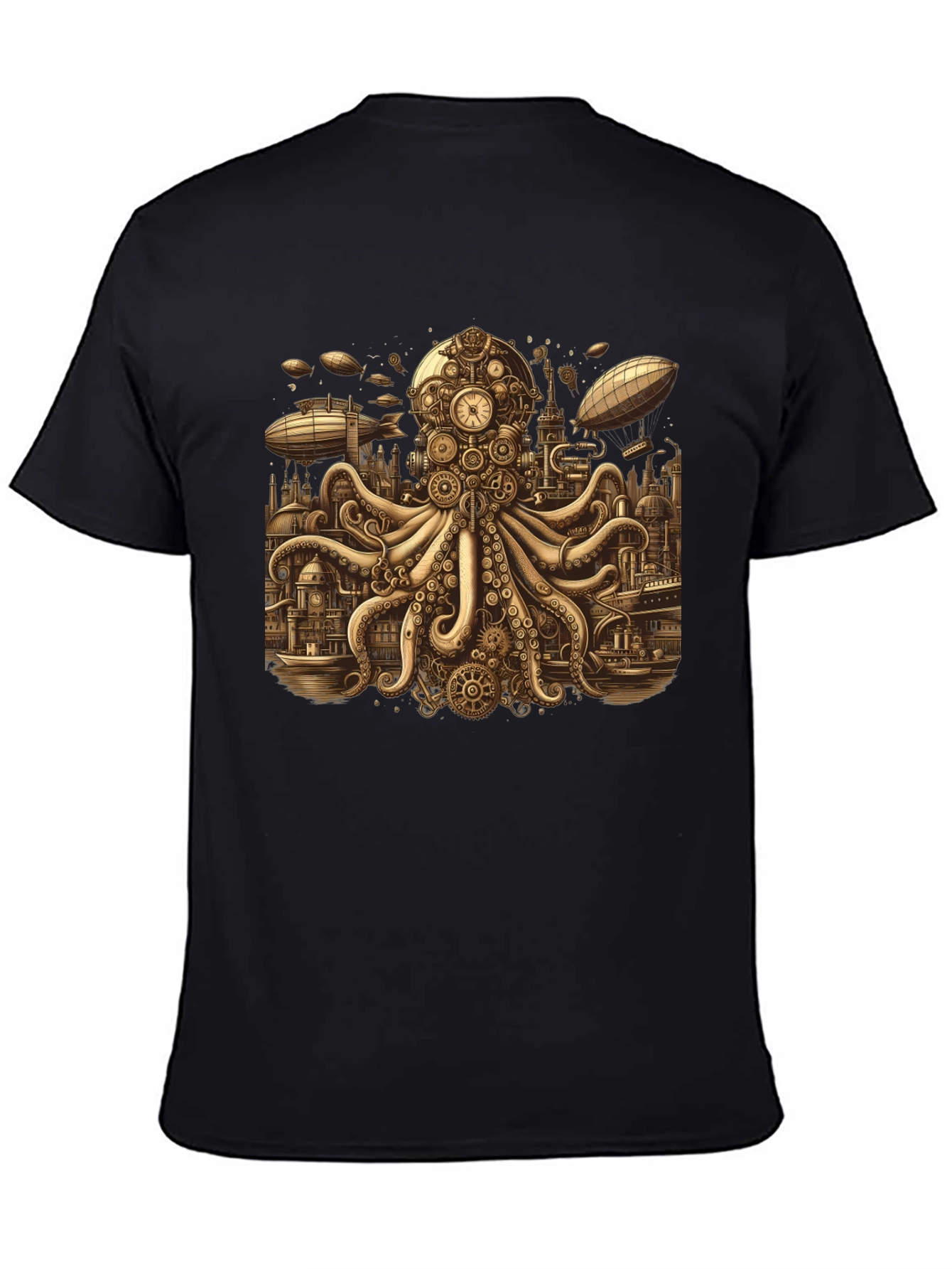 Steampunk Octopus Graphic Tee - Unique Gearwork Design