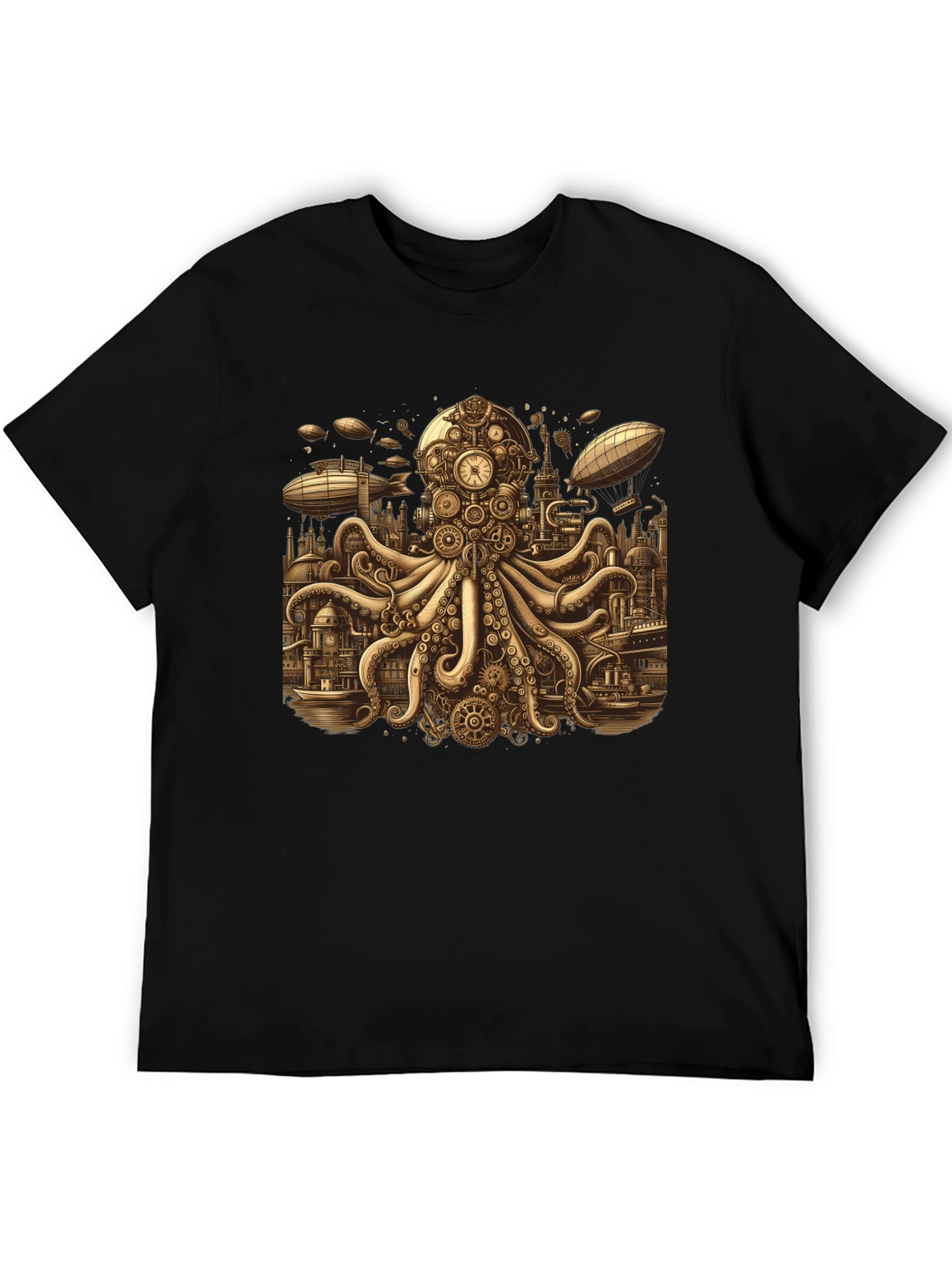 Steampunk Octopus Graphic Tee - Unique Gearwork Design
