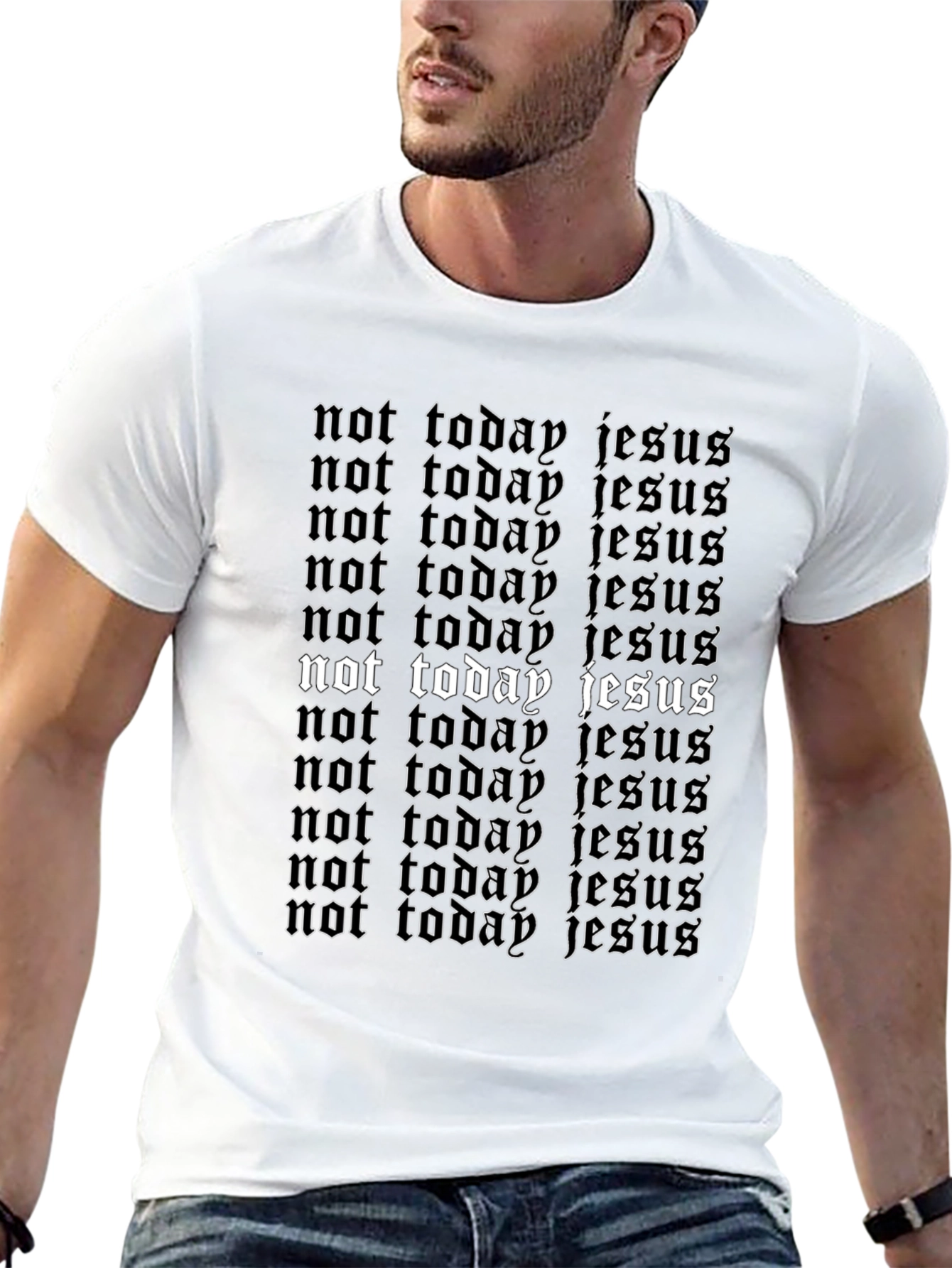 Not Today Jesus Graphic T-Shirt - Black