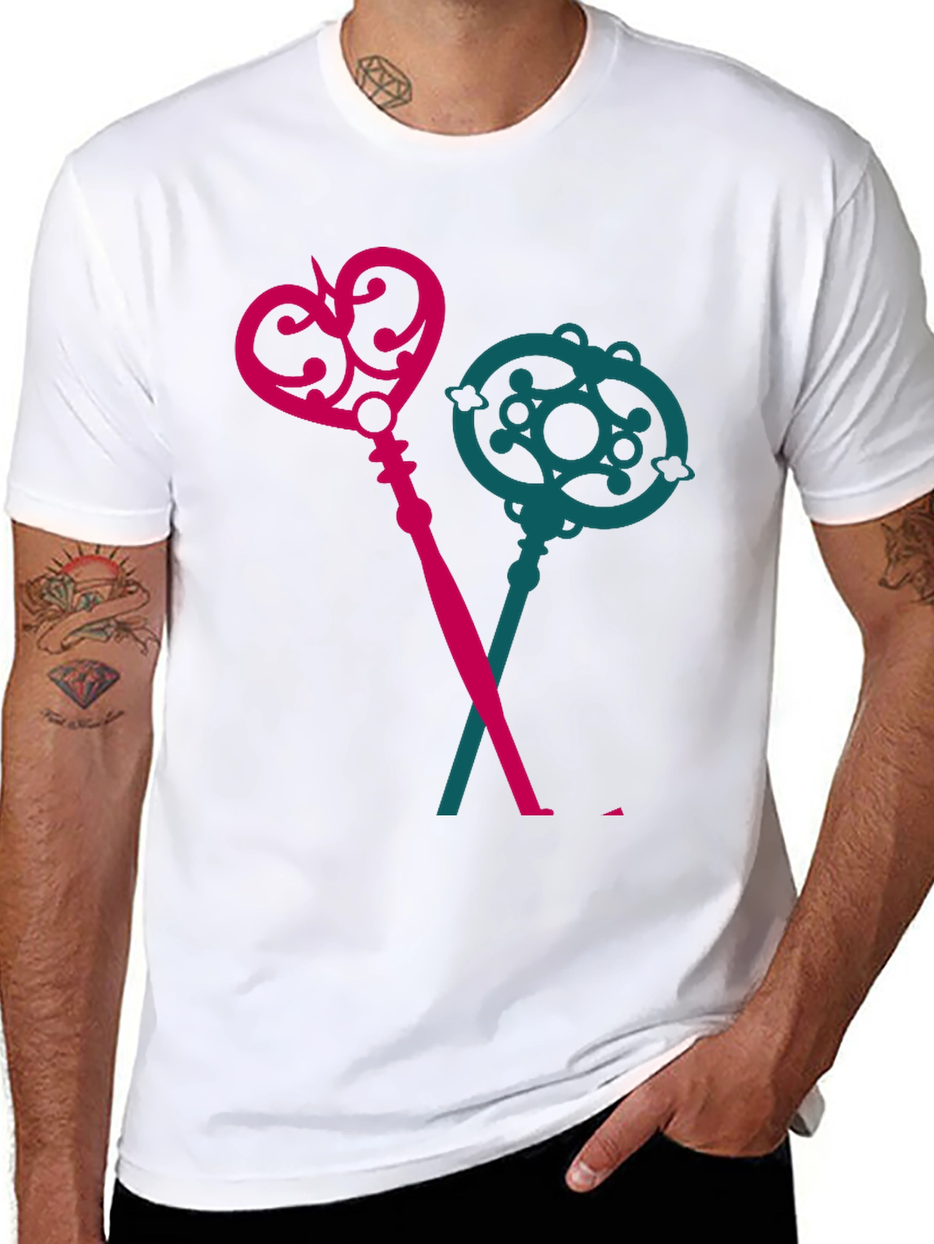 Keys T-Shirt - Novelty Crossed Keys Design