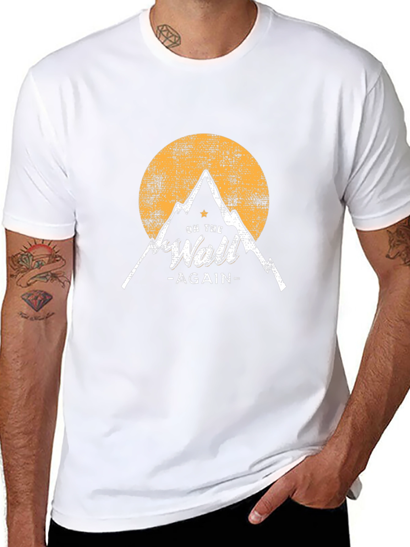 On The Wall Again Black T-Shirt - Mountain Design