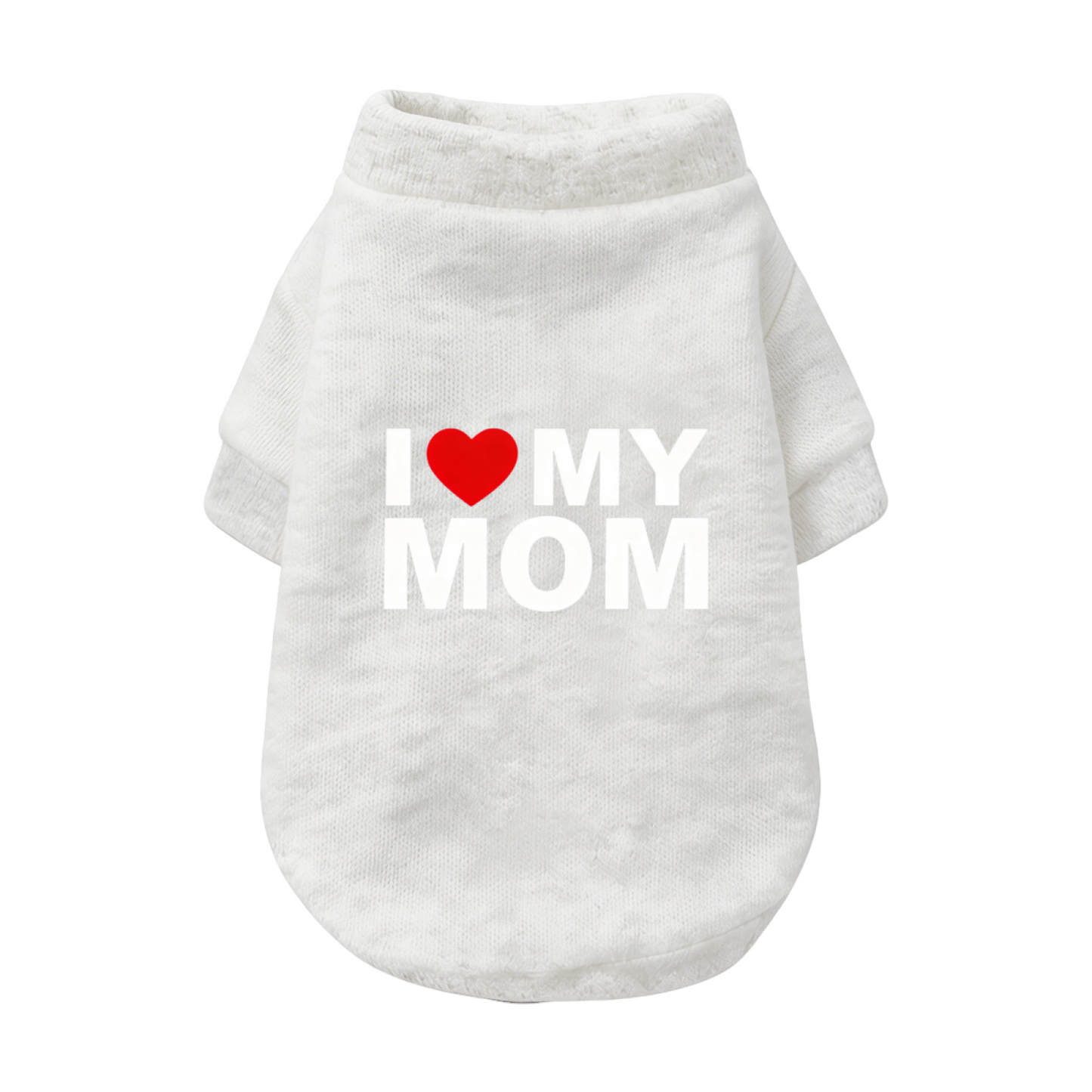 Sweet I Love My Mom Heart Graphic Puppy Cardigan Sweater For Fur Baby