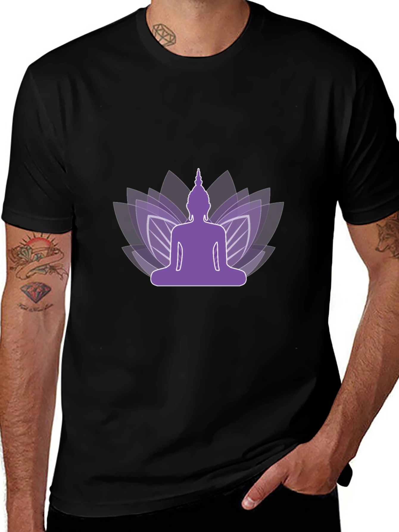 Buddha Lotus Black T-Shirt - Meditation Style
