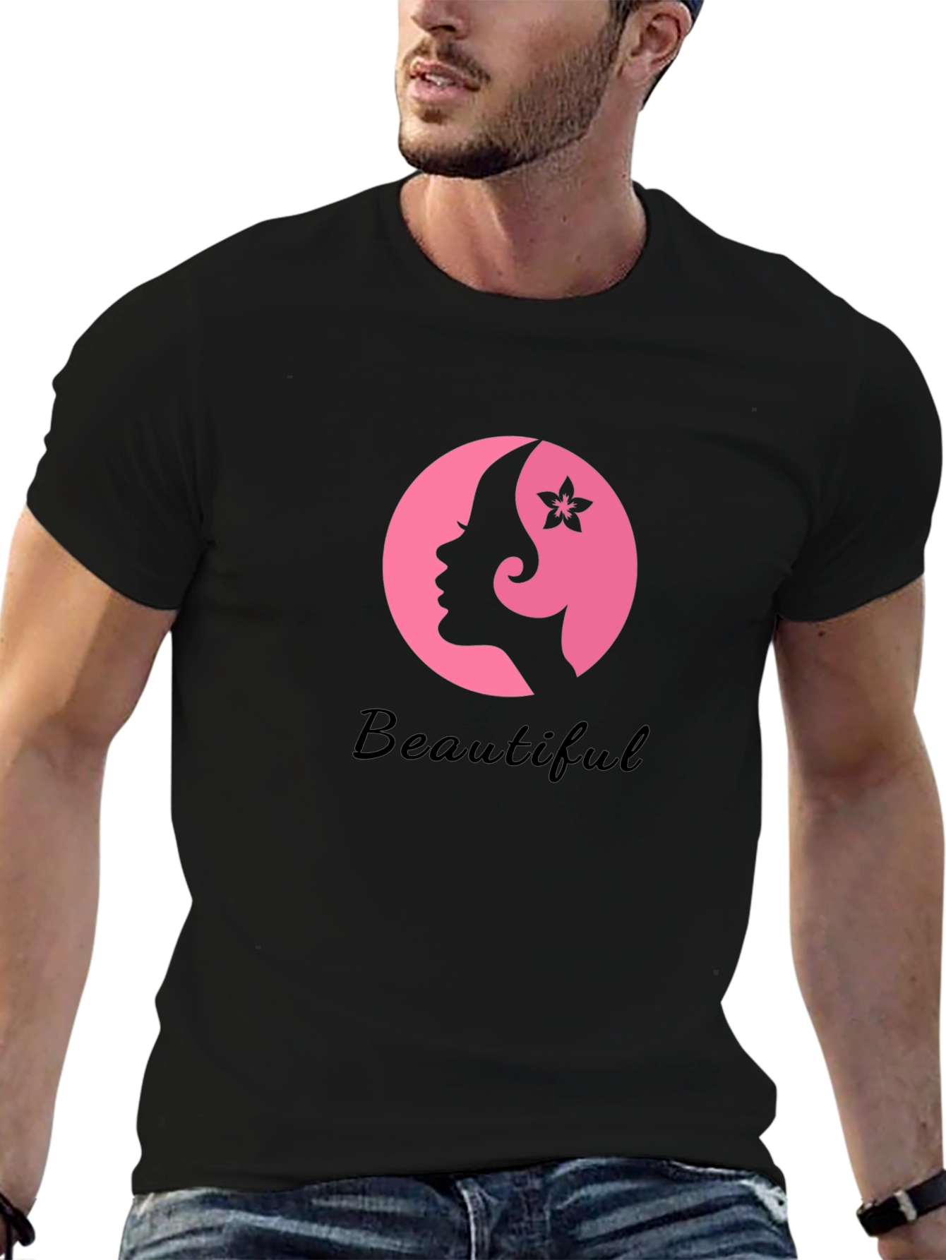Beautiful Woman Graphic Tee - Stylish Black T-Shirt