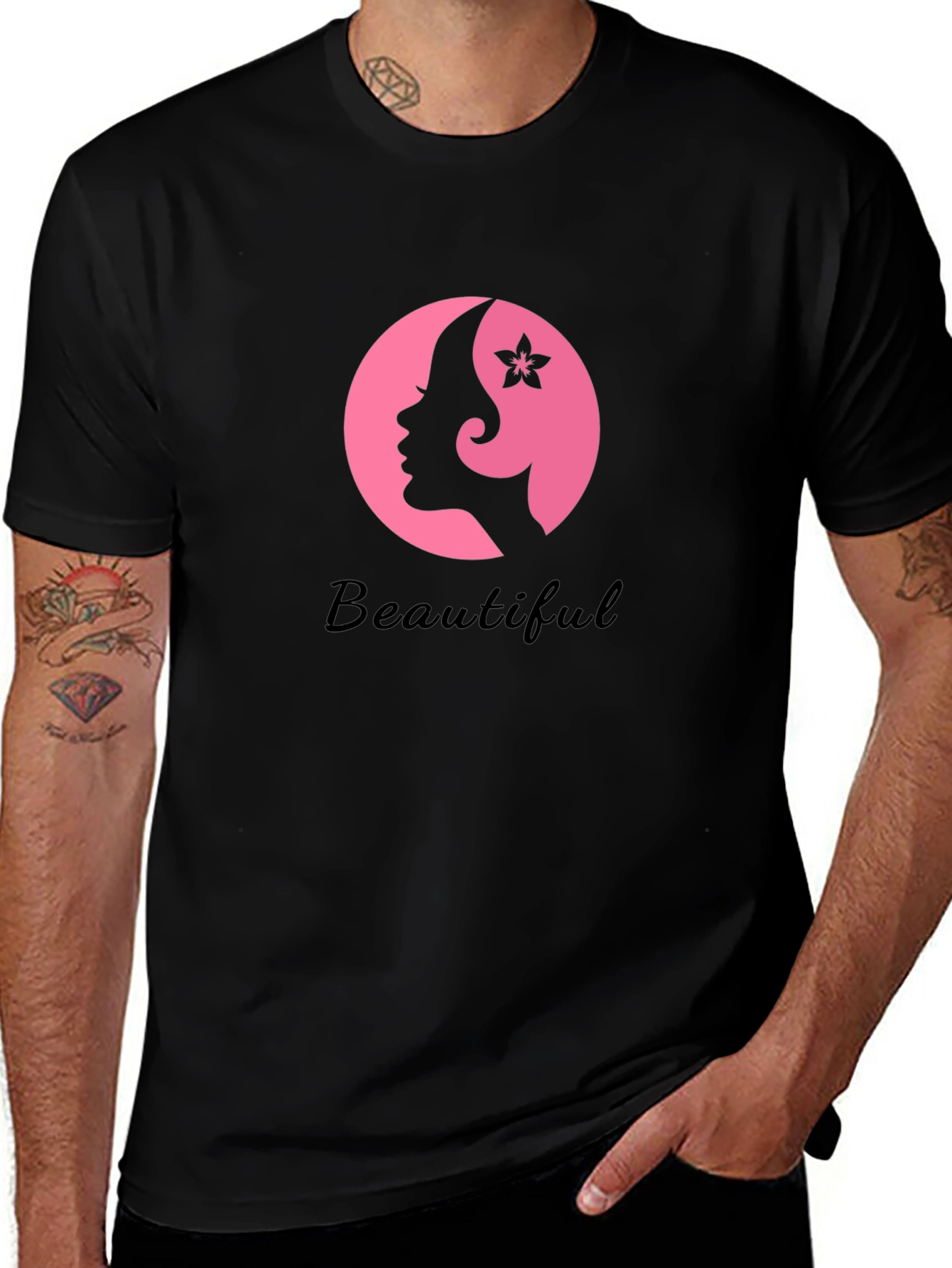 Beautiful Woman Graphic Tee - Stylish Black T-Shirt