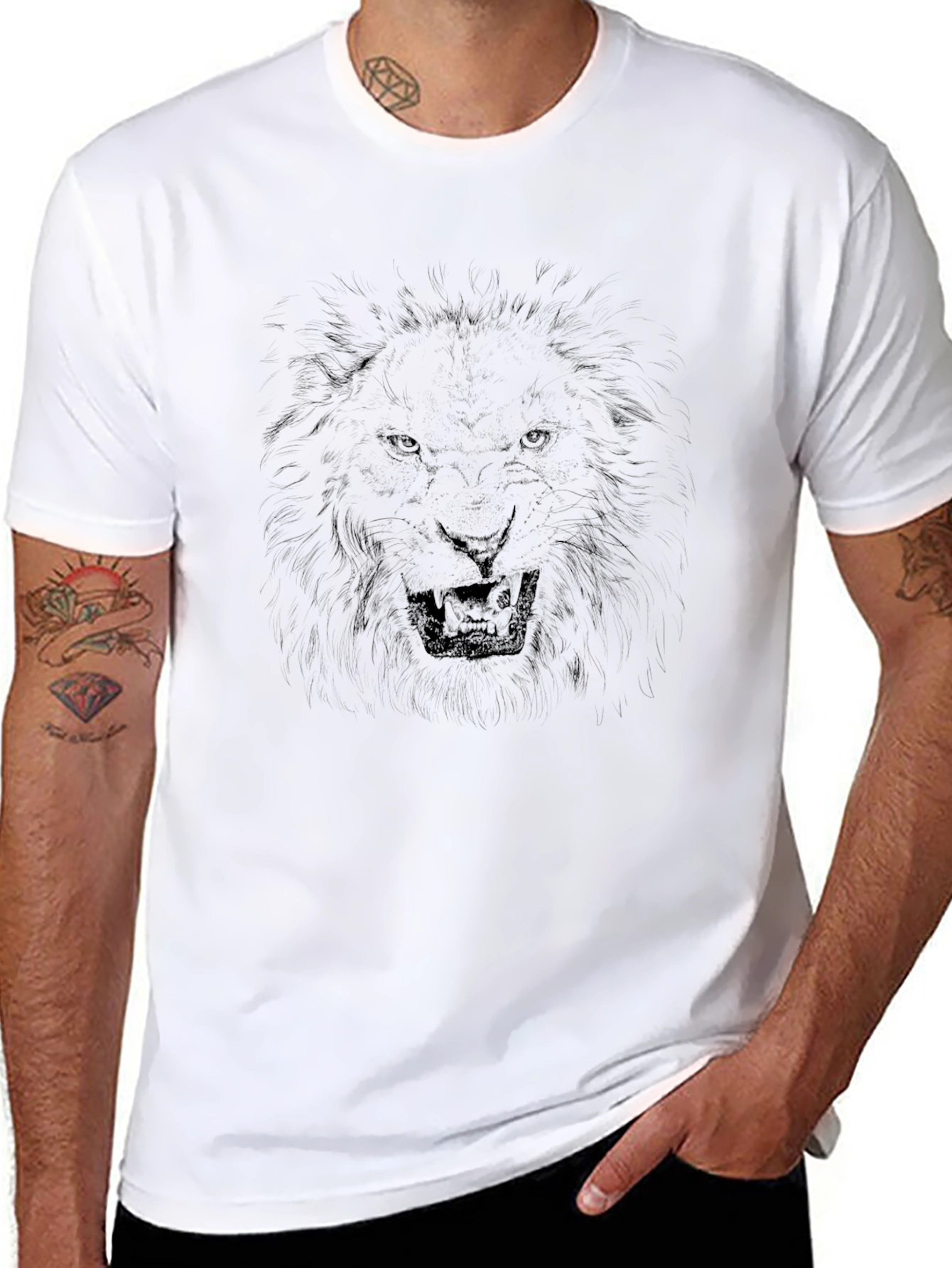 Black Lion Graphic Tee - Bold Statement Shirt