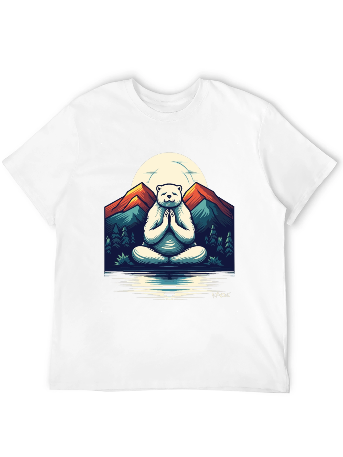 Zen Bear Mountain T-Shirt - Meditating Yogi Bear