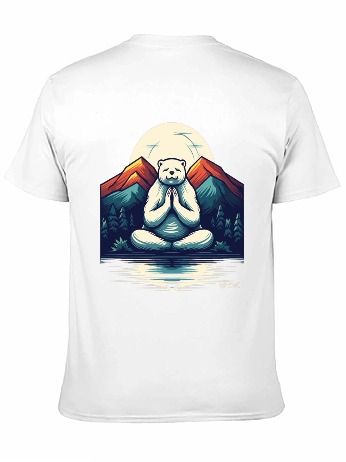 Zen Bear Mountain T-Shirt - Meditating Yogi Bear