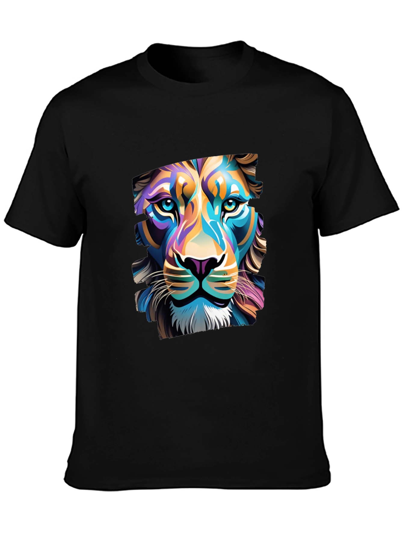 Lion Graphic Black T-Shirt - Bold Artistic Design